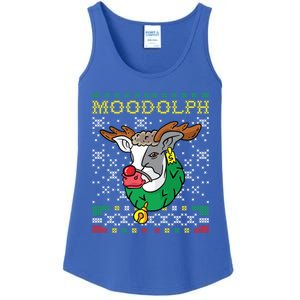 Moodolph Moo Cow Reindeer Ugly Christmas Sweater Farmer Gift Ladies Essential Tank