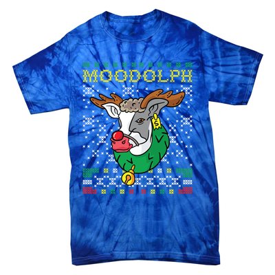 Moodolph Moo Cow Reindeer Ugly Christmas Sweater Farmer Gift Tie-Dye T-Shirt