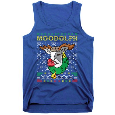 Moodolph Moo Cow Reindeer Ugly Christmas Sweater Farmer Gift Tank Top