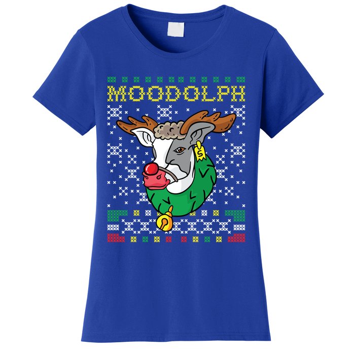 Moodolph Moo Cow Reindeer Ugly Christmas Sweater Farmer Gift Women's T-Shirt