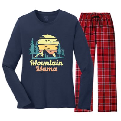 Mountain Mama Camping Hiking Mom Adventure Mothers Day Women's Long Sleeve Flannel Pajama Set 