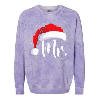 Mr Mrs Claus Christmas Couples Matching His And Her Pajamas Colorblast Crewneck Sweatshirt