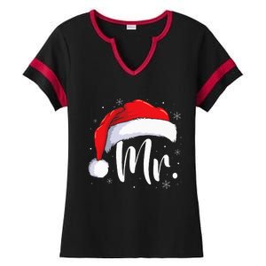 Mr Mrs Claus Christmas Couples Matching His And Her Pajamas Ladies Halftime Notch Neck Tee