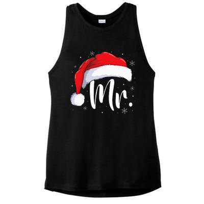 Mr Mrs Claus Christmas Couples Matching His And Her Pajamas Ladies PosiCharge Tri-Blend Wicking Tank