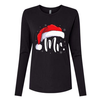 Mr Mrs Claus Christmas Couples Matching His And Her Pajamas Womens Cotton Relaxed Long Sleeve T-Shirt