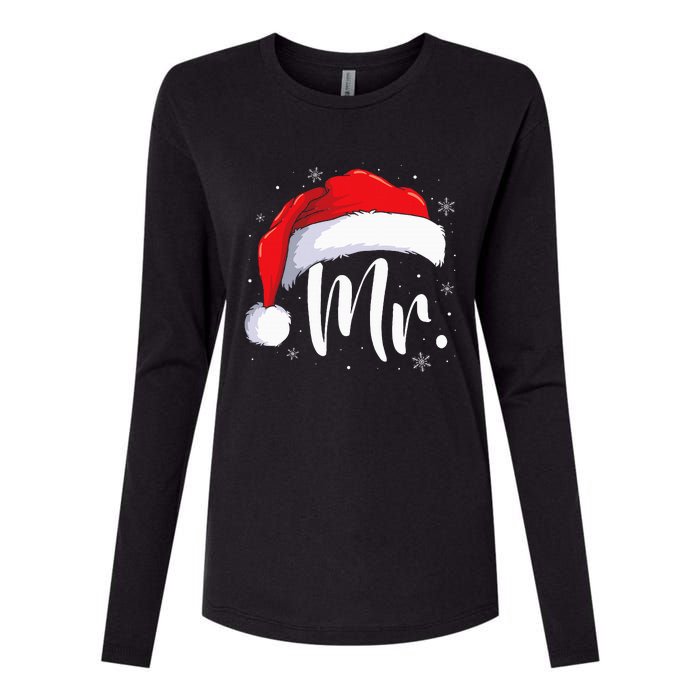 Mr Mrs Claus Christmas Couples Matching His And Her Pajamas Womens Cotton Relaxed Long Sleeve T-Shirt