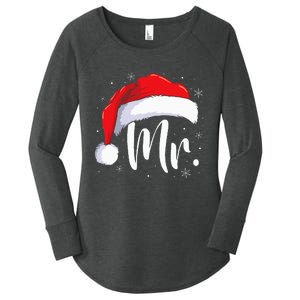 Mr Mrs Claus Christmas Couples Matching His And Her Pajamas Women's Perfect Tri Tunic Long Sleeve Shirt