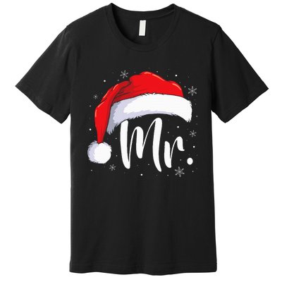 Mr Mrs Claus Christmas Couples Matching His And Her Pajamas Premium T-Shirt