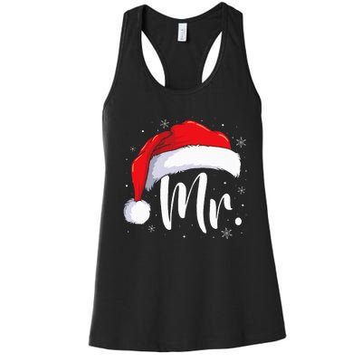 Mr Mrs Claus Christmas Couples Matching His And Her Pajamas Women's Racerback Tank