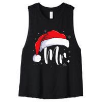 Mr Mrs Claus Christmas Couples Matching His And Her Pajamas Women's Racerback Cropped Tank