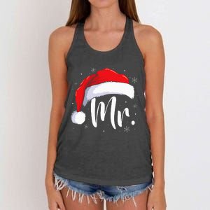 Mr Mrs Claus Christmas Couples Matching His And Her Pajamas Women's Knotted Racerback Tank