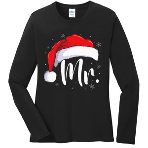 Mr Mrs Claus Christmas Couples Matching His And Her Pajamas Ladies Long Sleeve Shirt