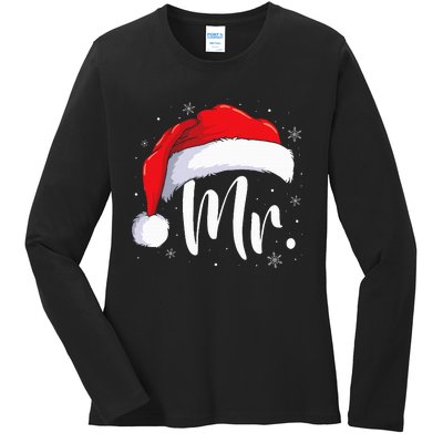 Mr Mrs Claus Christmas Couples Matching His And Her Pajamas Ladies Long Sleeve Shirt