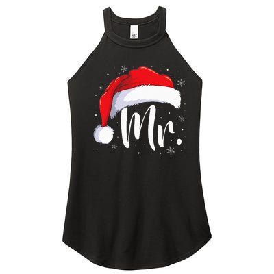 Mr Mrs Claus Christmas Couples Matching His And Her Pajamas Women's Perfect Tri Rocker Tank