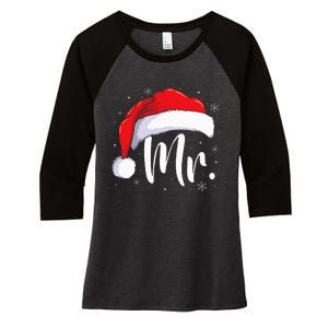 Mr Mrs Claus Christmas Couples Matching His And Her Pajamas Women's Tri-Blend 3/4-Sleeve Raglan Shirt