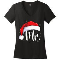 Mr Mrs Claus Christmas Couples Matching His And Her Pajamas Women's V-Neck T-Shirt