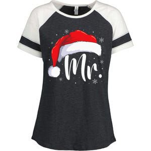 Mr Mrs Claus Christmas Couples Matching His And Her Pajamas Enza Ladies Jersey Colorblock Tee