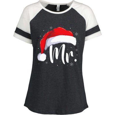 Mr Mrs Claus Christmas Couples Matching His And Her Pajamas Enza Ladies Jersey Colorblock Tee