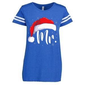 Mr Mrs Claus Christmas Couples Matching His And Her Pajamas Enza Ladies Jersey Football T-Shirt