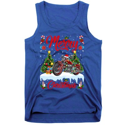 Motorcycle Merry Christmas Tree Lights Santa Motorcycle Xmas Cute Gift Tank Top