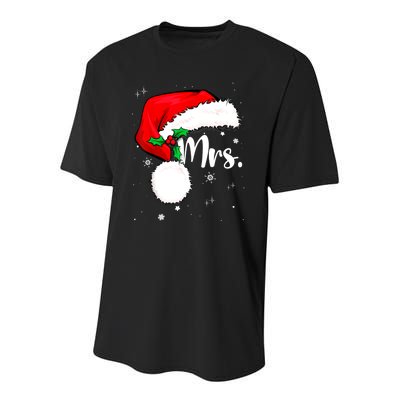 Mr Mrs Claus Christmas Couples Matching His And Her Pajamas Youth Performance Sprint T-Shirt