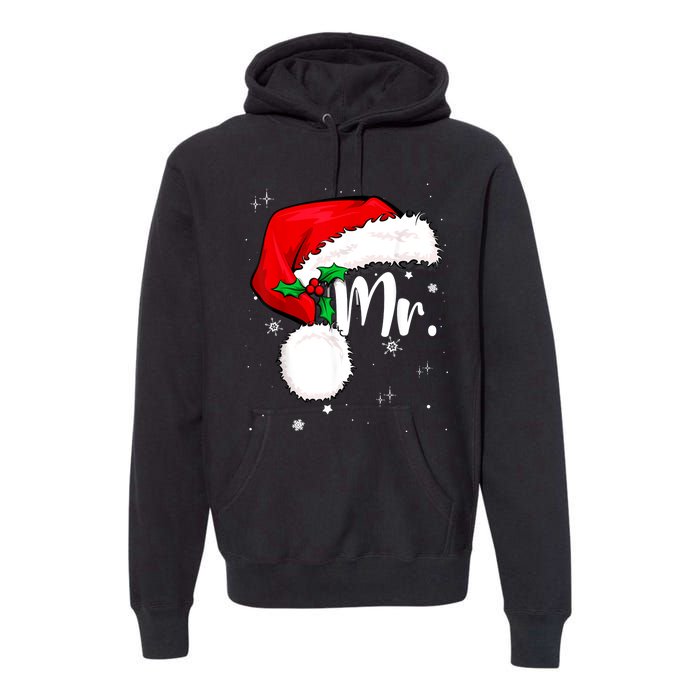 Mr Mrs Claus Christmas Couples Matching His And Her Pajamas Premium Hoodie