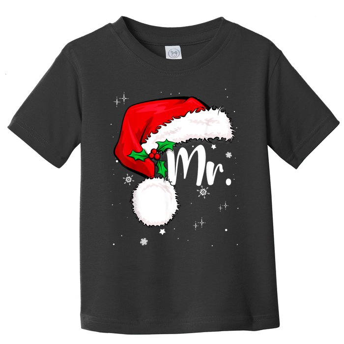 Mr Mrs Claus Christmas Couples Matching His And Her Pajamas Toddler T-Shirt