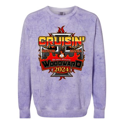 Motor Mania Cruisin Woodward 2024 Detroit To Pontiac Colorblast Crewneck Sweatshirt