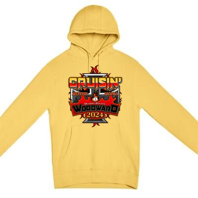 Motor Mania Cruisin Woodward 2024 Detroit To Pontiac Premium Pullover Hoodie