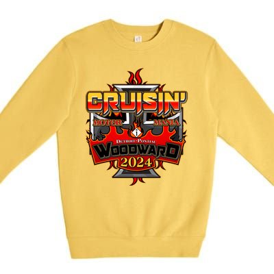 Motor Mania Cruisin Woodward 2024 Detroit To Pontiac Premium Crewneck Sweatshirt