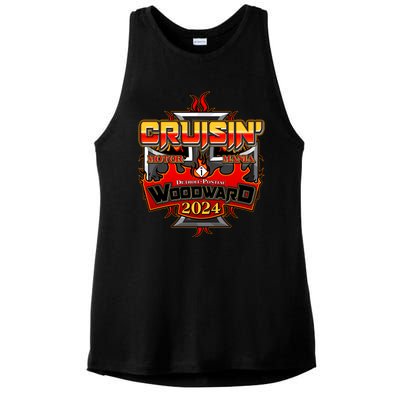 Motor Mania Cruisin Woodward 2024 Detroit To Pontiac Ladies PosiCharge Tri-Blend Wicking Tank