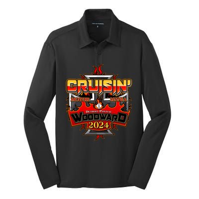 Motor Mania Cruisin Woodward 2024 Detroit To Pontiac Silk Touch Performance Long Sleeve Polo