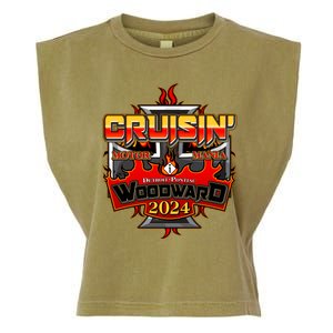 Motor Mania Cruisin Woodward 2024 Detroit To Pontiac Garment-Dyed Women's Muscle Tee