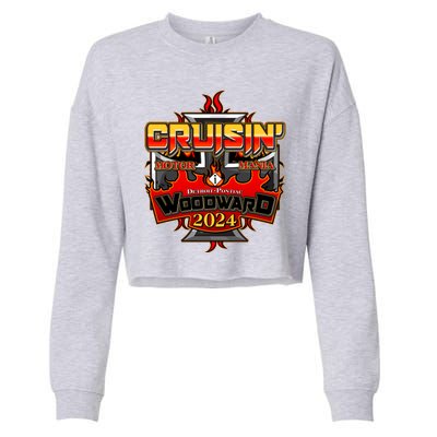 Motor Mania Cruisin Woodward 2024 Detroit To Pontiac Cropped Pullover Crew