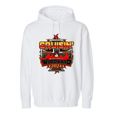 Motor Mania Cruisin Woodward 2024 Detroit To Pontiac Garment-Dyed Fleece Hoodie