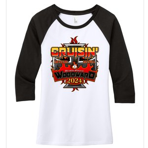 Motor Mania Cruisin Woodward 2024 Detroit To Pontiac Women's Tri-Blend 3/4-Sleeve Raglan Shirt