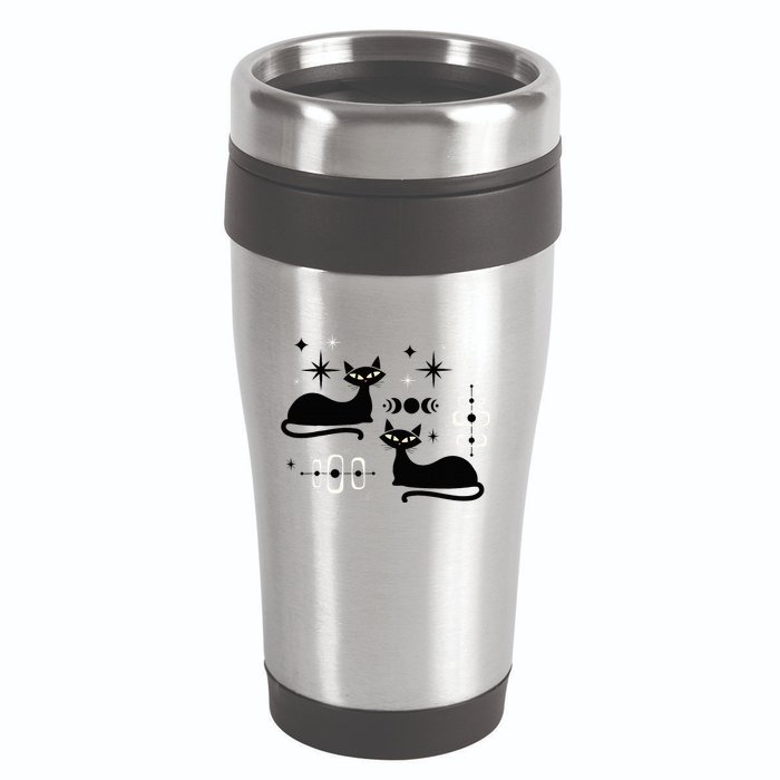 Midcentury Mid Century Cat Retro Atomic Age Space Modern 16oz Travel Tumbler