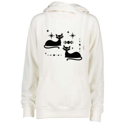 Midcentury Mid Century Cat Retro Atomic Age Space Modern Womens Funnel Neck Pullover Hood