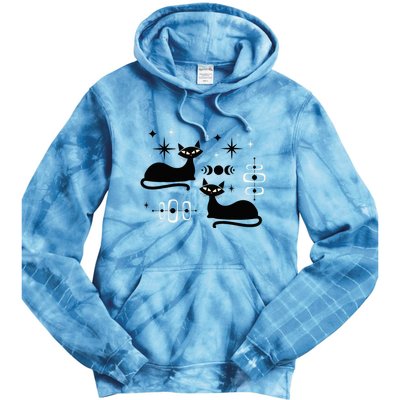 Midcentury Mid Century Cat Retro Atomic Age Space Modern Tie Dye Hoodie