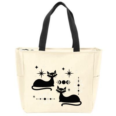 Midcentury Mid Century Cat Retro Atomic Age Space Modern Zip Tote Bag