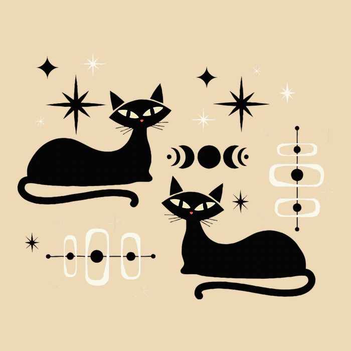 Midcentury Mid Century Cat Retro Atomic Age Space Modern Zip Tote Bag