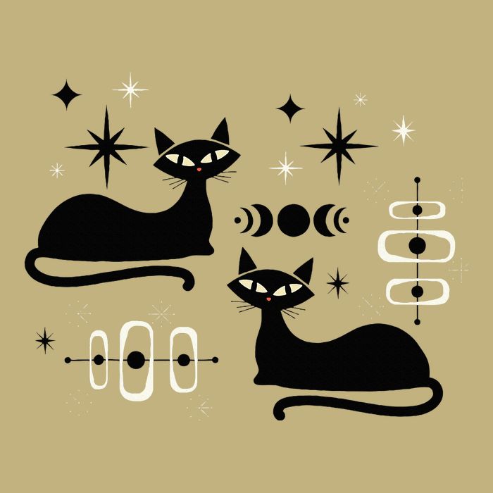 Midcentury Mid Century Cat Retro Atomic Age Space Modern Cooling Performance Crew T-Shirt