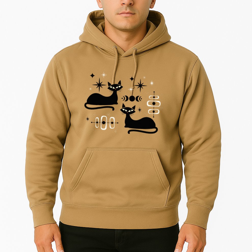 Midcentury Mid Century Cat Retro Atomic Age Space Modern Hoodie