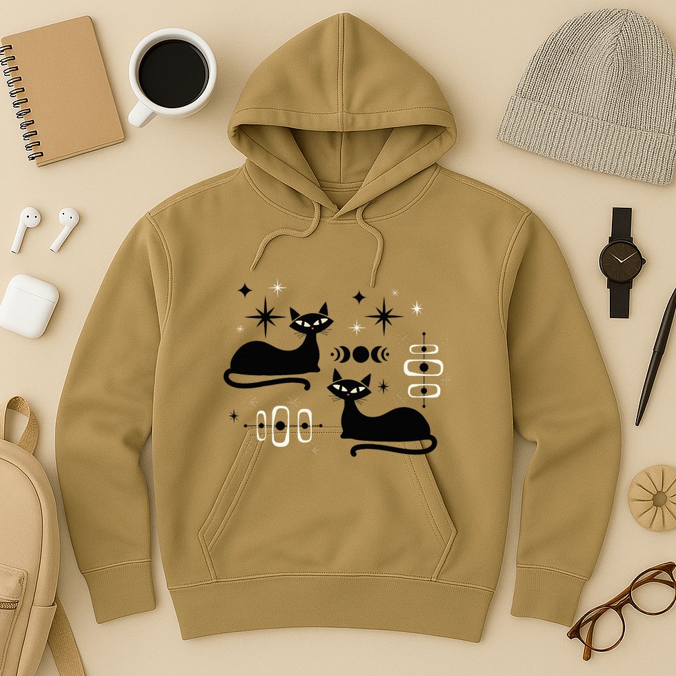 Midcentury Mid Century Cat Retro Atomic Age Space Modern Hoodie