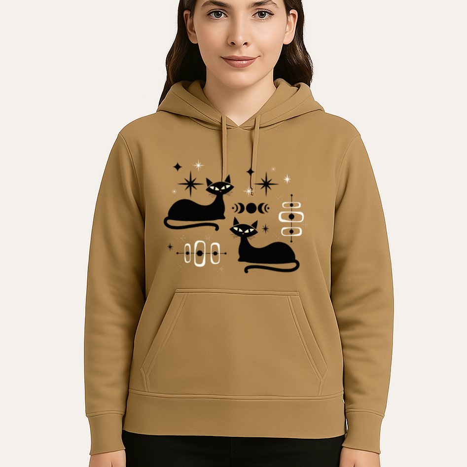 Midcentury Mid Century Cat Retro Atomic Age Space Modern Hoodie