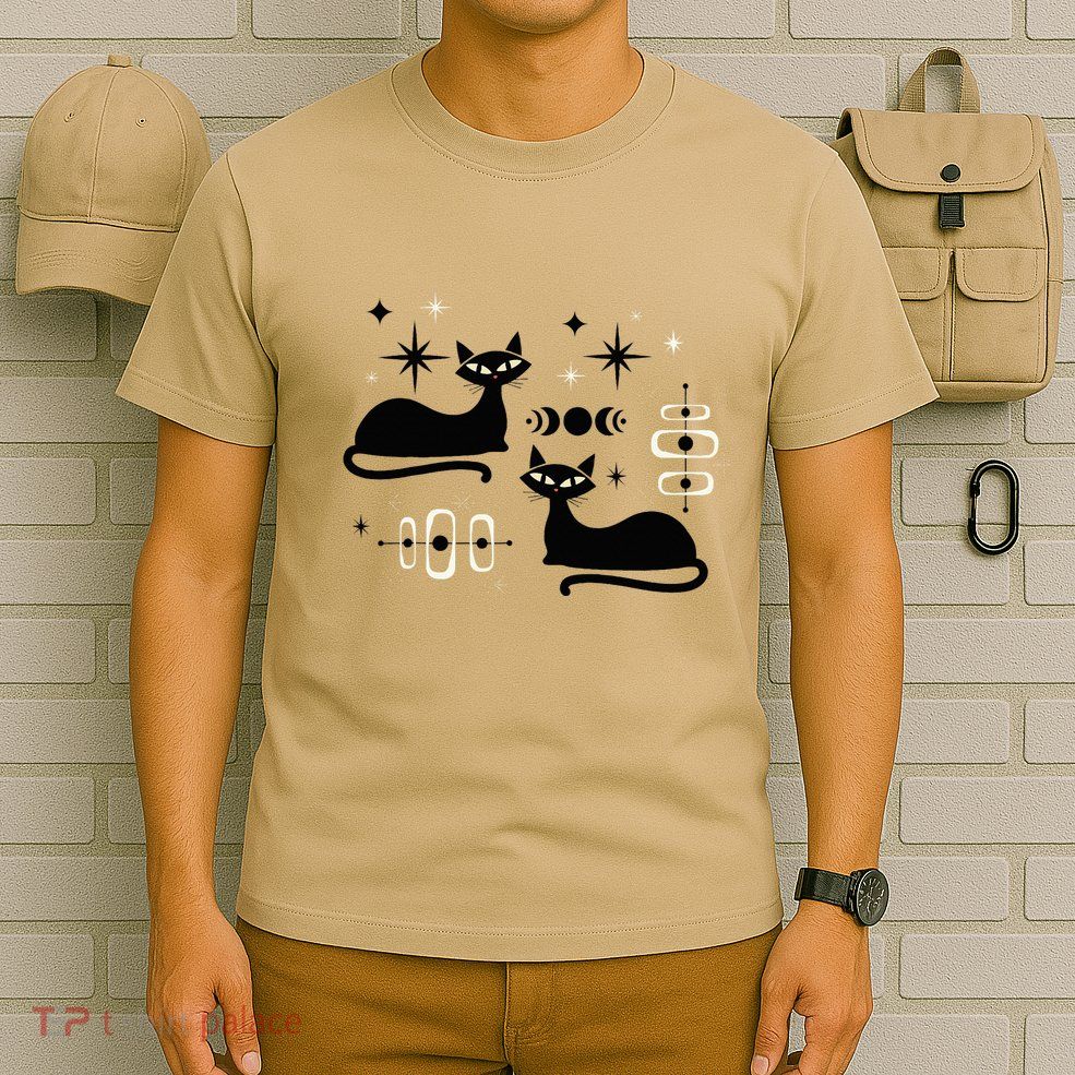 Midcentury Mid Century Cat Retro Atomic Age Space Modern T-Shirt