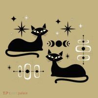 Midcentury Mid Century Cat Retro Atomic Age Space Modern T-Shirt