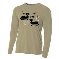 Midcentury Mid Century Cat Retro Atomic Age Space Modern Cooling Performance Long Sleeve Crew