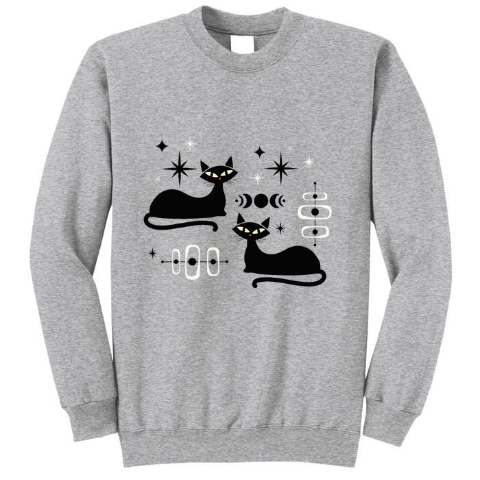 Midcentury Mid Century Cat Retro Atomic Age Space Modern Tall Sweatshirt