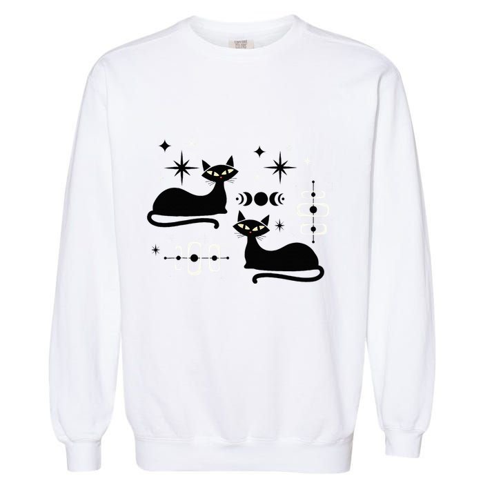 Midcentury Mid Century Cat Retro Atomic Age Space Modern Garment-Dyed Sweatshirt